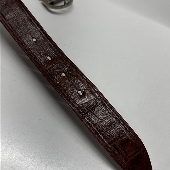 Vintage Balmain Logo Belt Faux Snake Skin Leather Brown Black Silver Unisex 40\